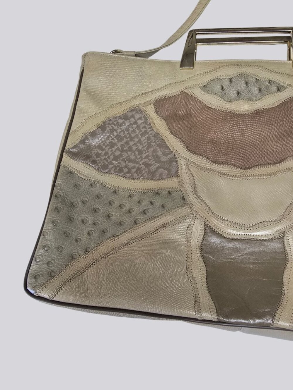 Vintage 60s Original by Caprice Patchwork Vinyl Frame Handbag Purse USA Made - Picture 3 of 16